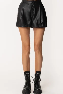 Twin-set Shorts Vita Alta In PelleNERO