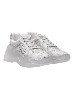 Twin-set Sneaker Scamoscate con StrassBIANCO OTTICO