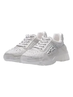 Twin-set Sneaker Scamoscate con StrassBIANCO OTTICO