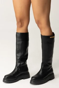 Twin-set Stivali Combat con Suola SpessaNERO