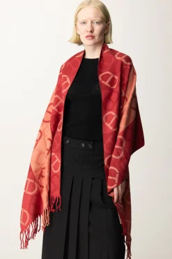 Twin-set Stola In Panno con Stampa LogoJACQ. OVAL T ROSSO POMPEIANO