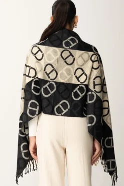 Twin-set Stola In Panno con Stampa LogoJACQ. OVAL T NERO