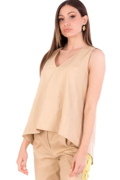 Twin-set Top Asimemtrico Smanicato In PopelineCUBAN SAND