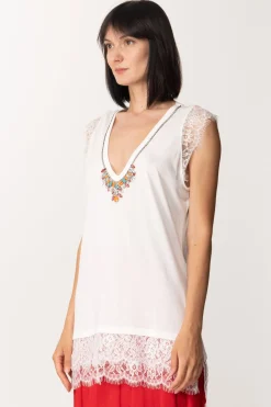 Twin-set Top con Pizzo e Colletto GioielloICE