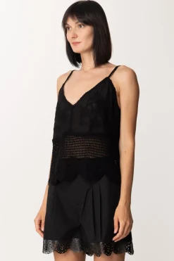 Twin-set Top Crochet con Fondo SmerlatoNERO