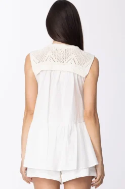 Twin-set Top Crochet con Inserto In TessutoNEVE