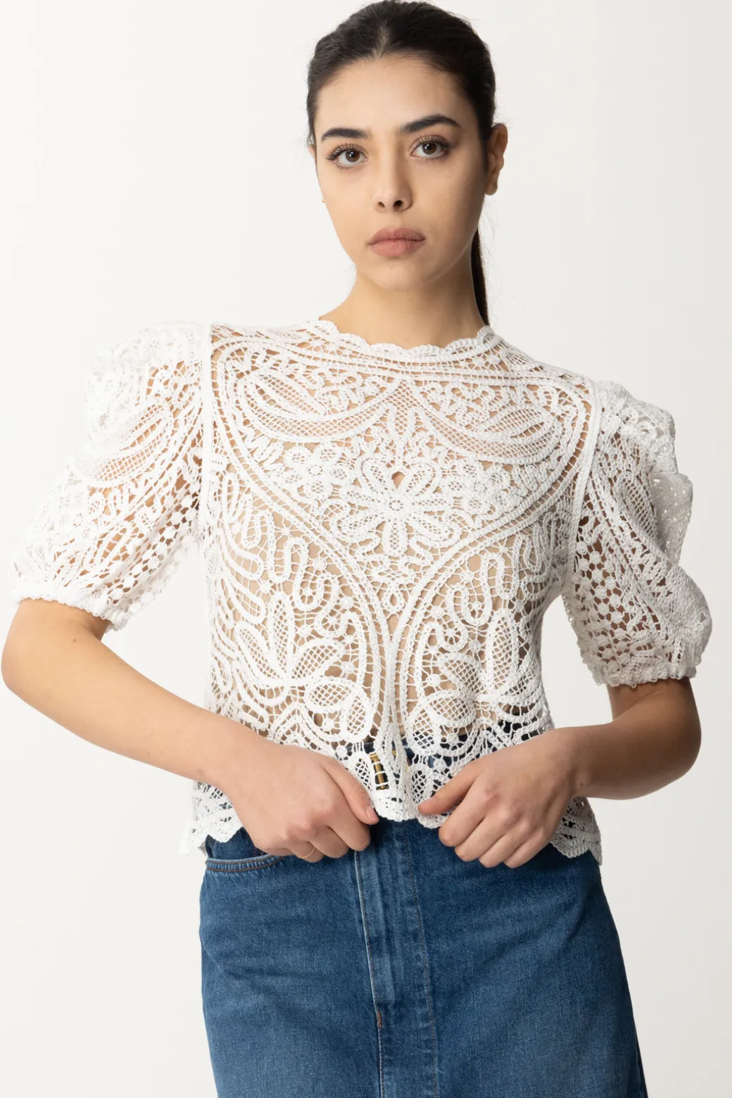 Twin-set Top Crochet Effetto PizzoNEVE