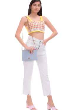 Twin-set Top Crop In Crochet ColoratoMUL.VIVID YELLOW/OFF WHITE/ANG