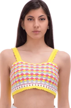 Twin-set Top Crop In Crochet ColoratoMUL.VIVID YELLOW/OFF WHITE/ANG