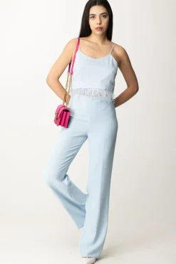 Twin-set Top Crop In Raso con PiumetteBLUE TEAR