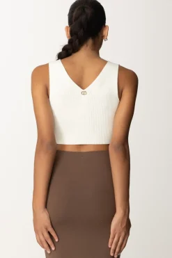 Twin-set Top Cropped In Maglia a CostineNEVE