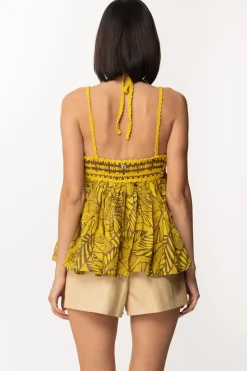Twin-set Top Stampato con Corpetto CrochetMUL.RUSTIC/VIVID YELLOW