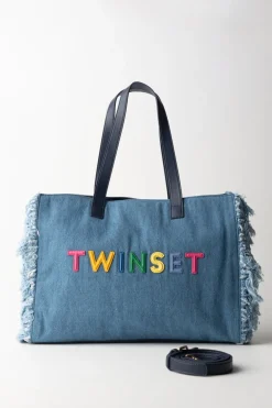 Twin-set Tote Bag In JeansDENIM