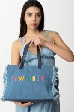Twin-set Tote Bag In JeansDENIM