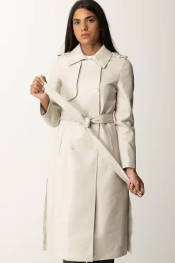 Twin-set Trench Spalmato Doppiopetto con CinturaOLD WHITE