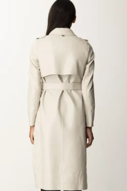 Twin-set Trench Spalmato Doppiopetto con CinturaOLD WHITE