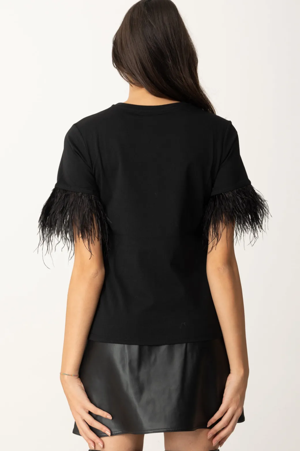 Twin-set T-shirt con Maniche PiumateNERO