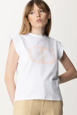 Twin-set T-shirt con Ricamo Logo e Maniche Ad AlettaRIC.OTTICO/CUPCAKE PINK