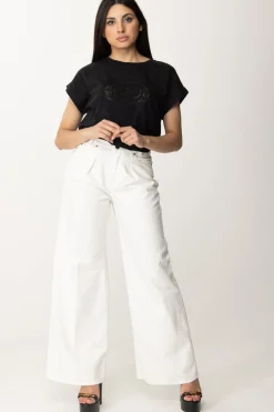 Twin-set T-shirt con Ricamo Oval T In PizzoNERO