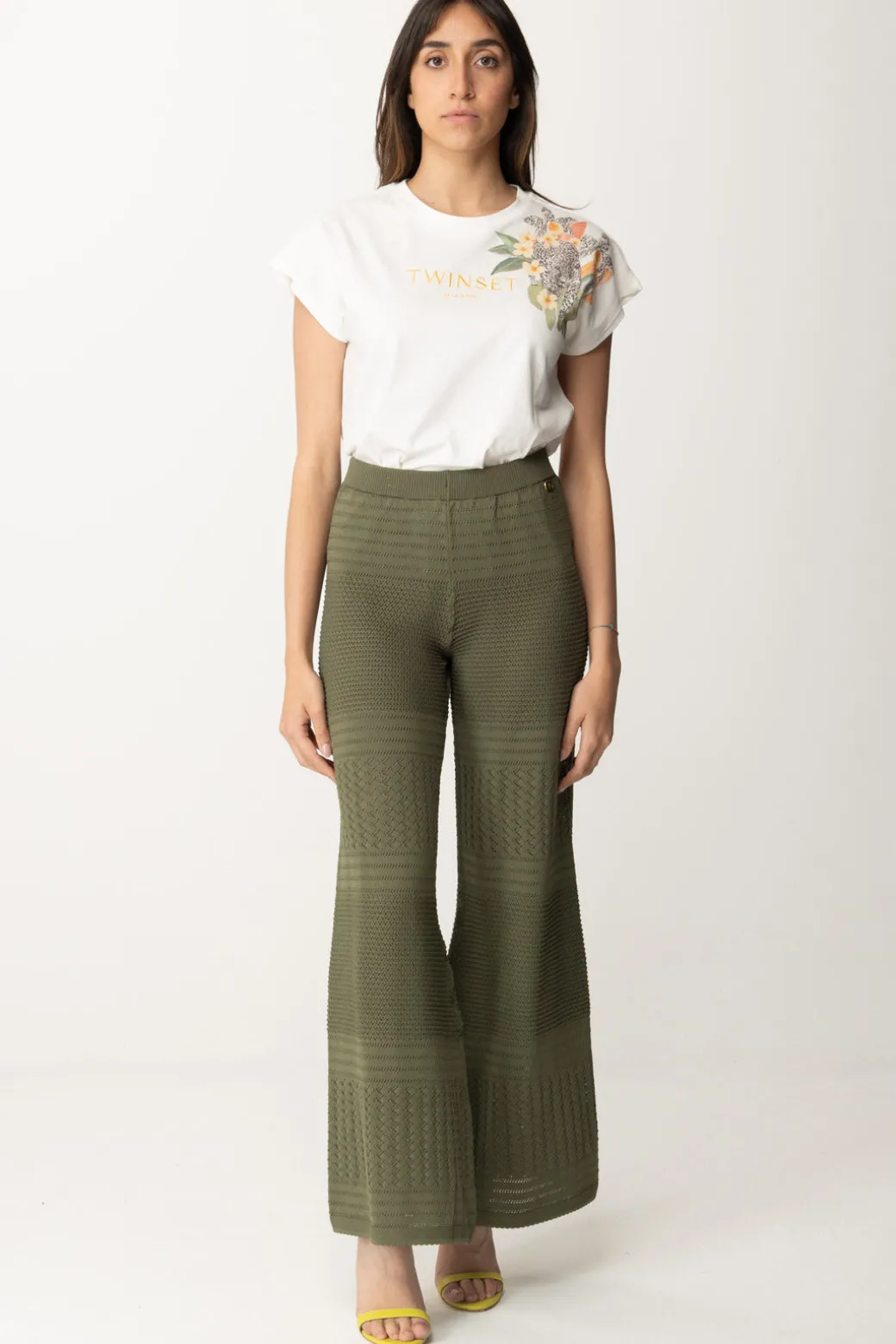 Twin-set T-shirt con Stampa e Ricamo LogoBIANCO OTTICO