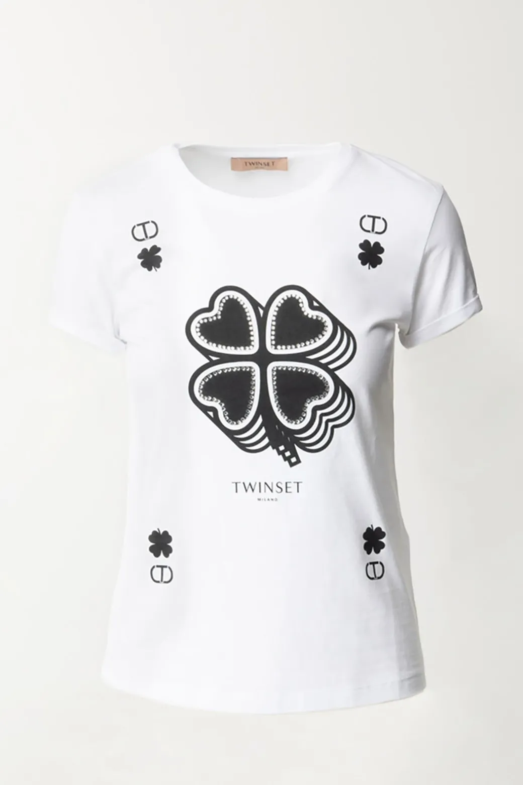 Twin-set T-shirt con Stampa QuadrifoglioBIANCO OTTICO