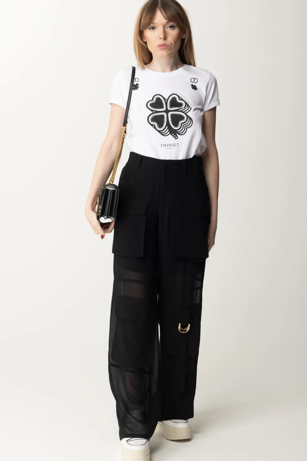 Twin-set T-shirt con Stampa QuadrifoglioBIANCO OTTICO