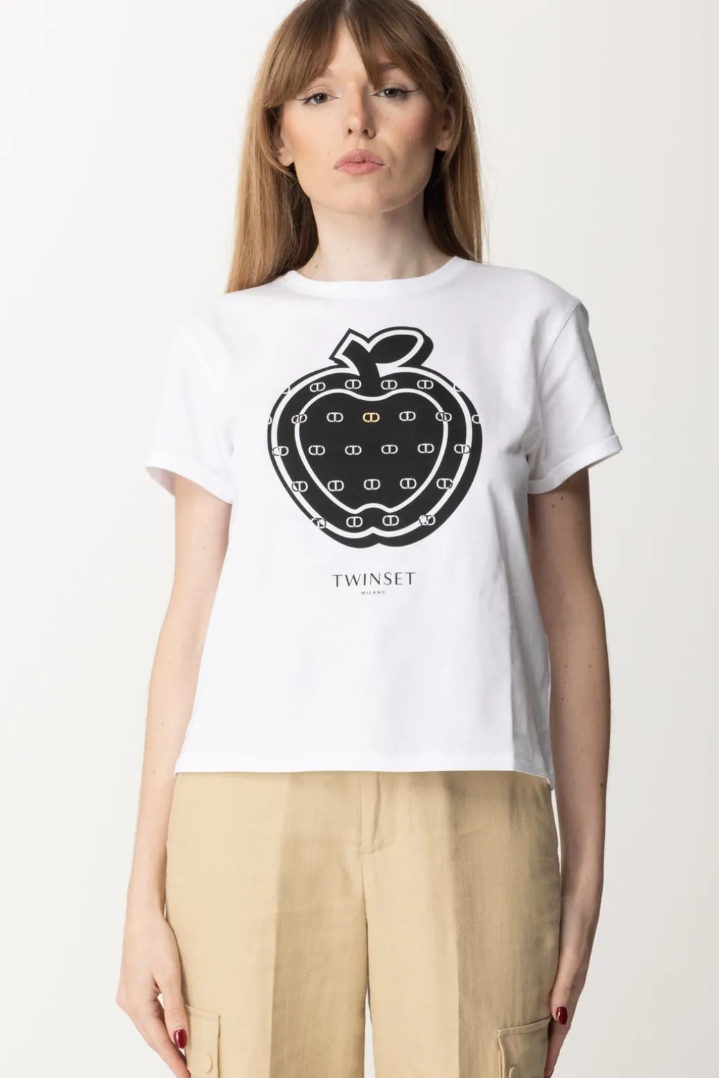 Twin-set T-shirt con Stampa MelaBIANCO OTTICO