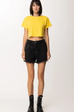 Twin-set T-shirt Crop con Ricamo Su RetroVIVID YELLOW