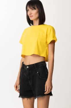 Twin-set T-shirt Crop con Ricamo Su RetroVIVID YELLOW
