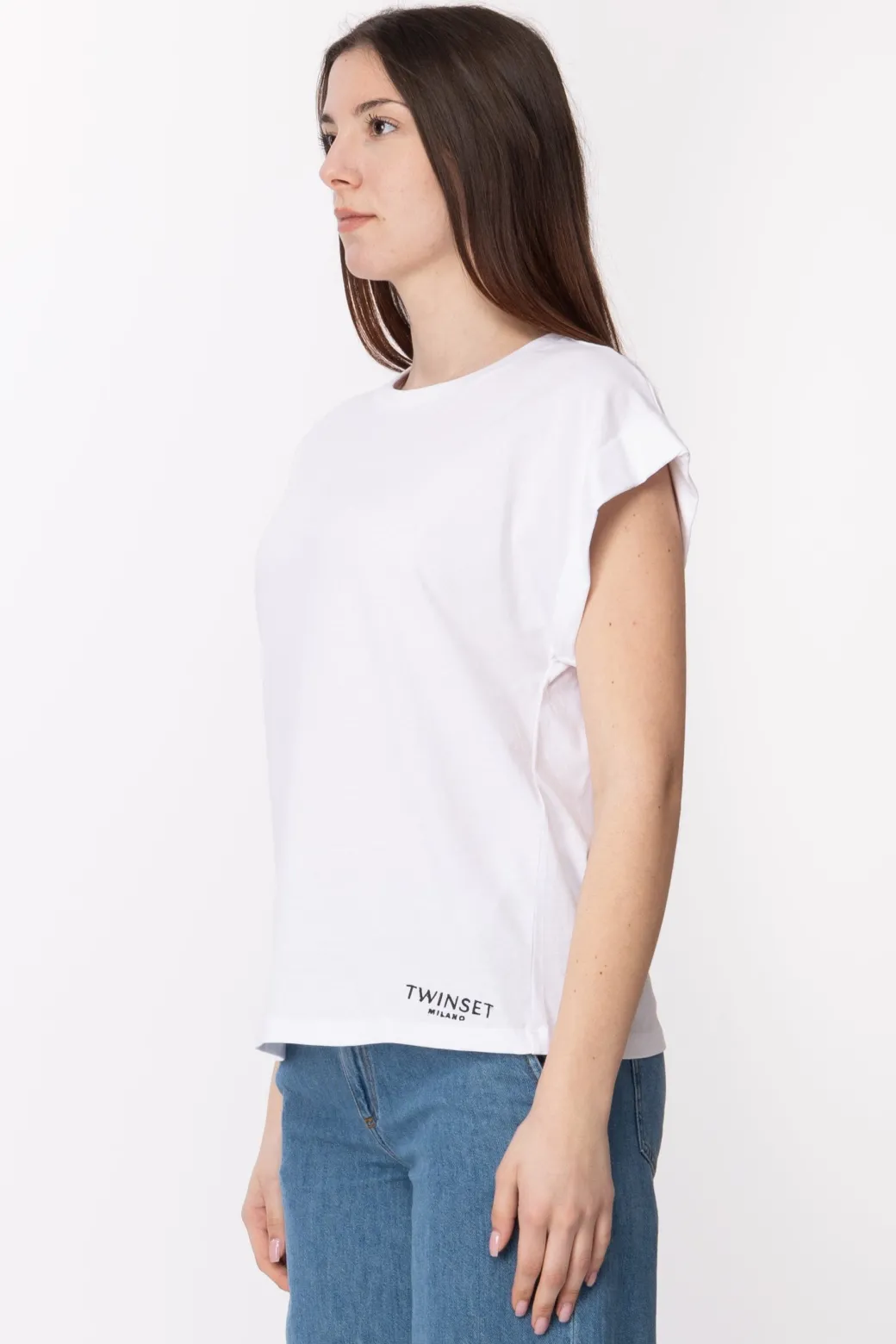 Twin-set T-shirt Girocollo con Maniche KimonoBIANCO OTTICO