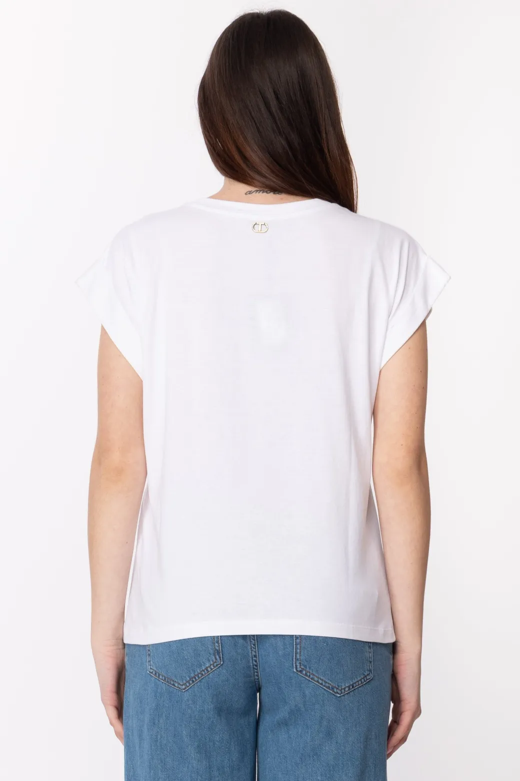 Twin-set T-shirt Girocollo con Maniche KimonoBIANCO OTTICO