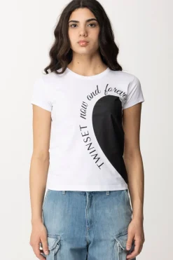Twin-set T-shirt Stampa CuoreBIANCO OTTICO