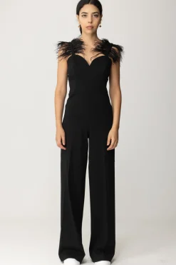 Twin-set Tuta con Bretelle Sottili e PiumetteNERO