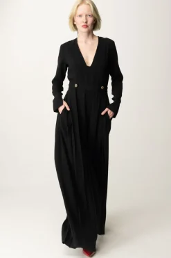 Twin-set Tuta In Crêpe Plissé con BottoniNERO