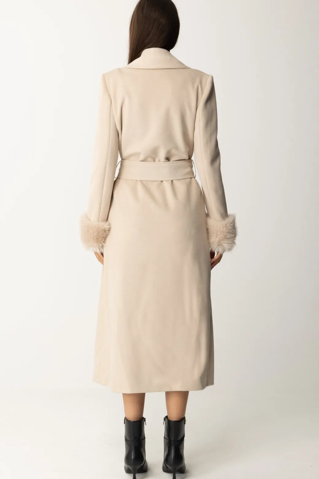 Yes London Cappotto con Revers e Inserti Di PellicciaBEIGE